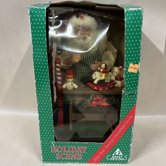 VTG Holiday Scene Santa Creations Musical Lights Up Plays Xmas Carols 1990 W/box - Picture 11 of 13